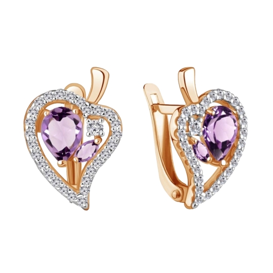Серьги из серебра с агатами и фианитами
