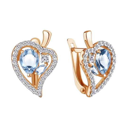 Серьги из серебра с агатами и фианитами