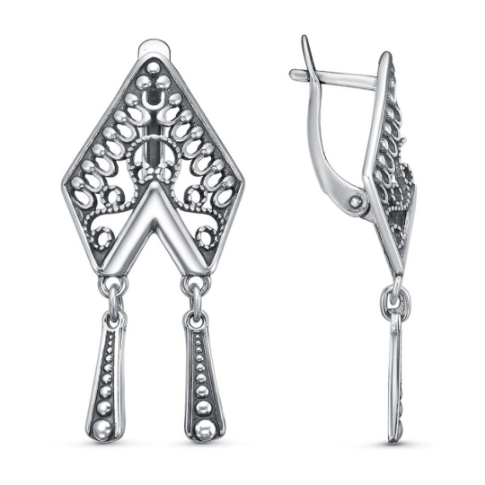 Серьги из серебра с чернением 
