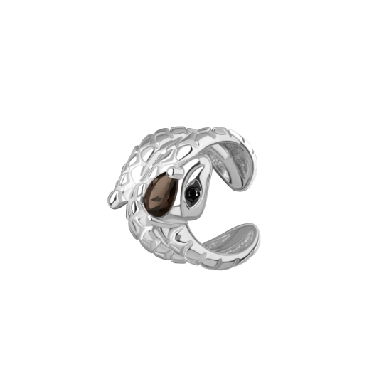 Серьга-кафф из серебра с агатом и ювелирными кристаллами