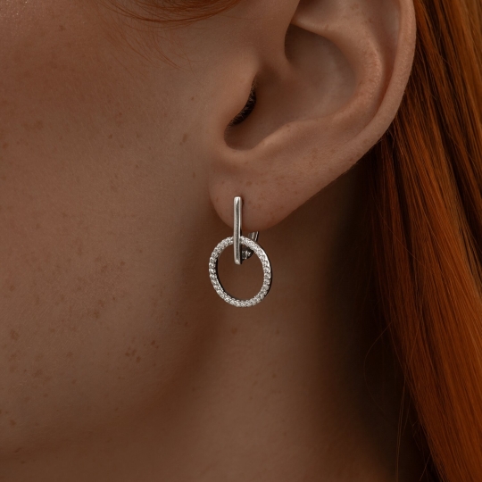Серьги из серебра с горным хрусталем и фианитами