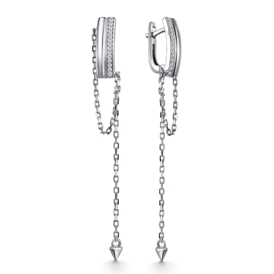 Серьги из серебра с фианитами