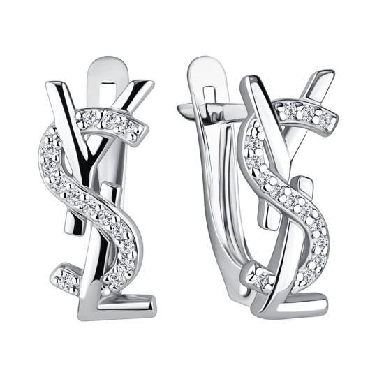 Серьги из серебра с фианитами