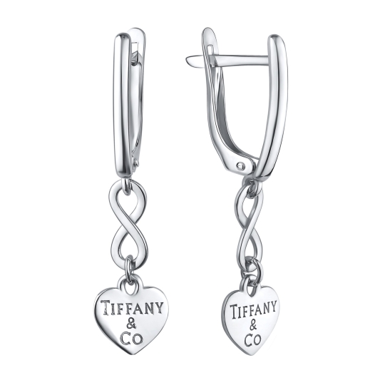 Серьги из серебра с кристальной тканью и фианитами