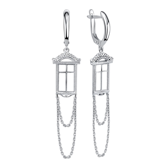 Серьги из серебра с фианитами