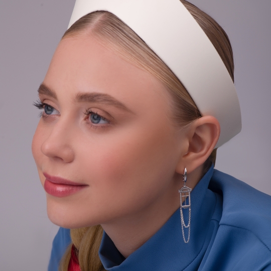 Серьги из серебра с фианитами