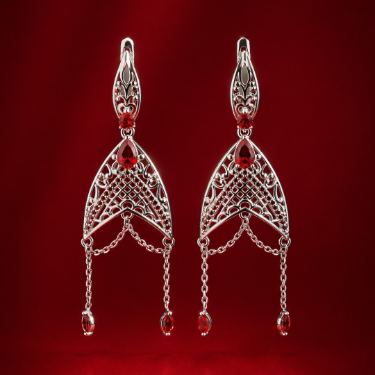 Серьги из серебра с позолотой и фианитами