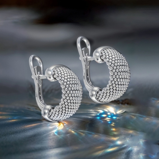 Серьги из серебра с фианитами