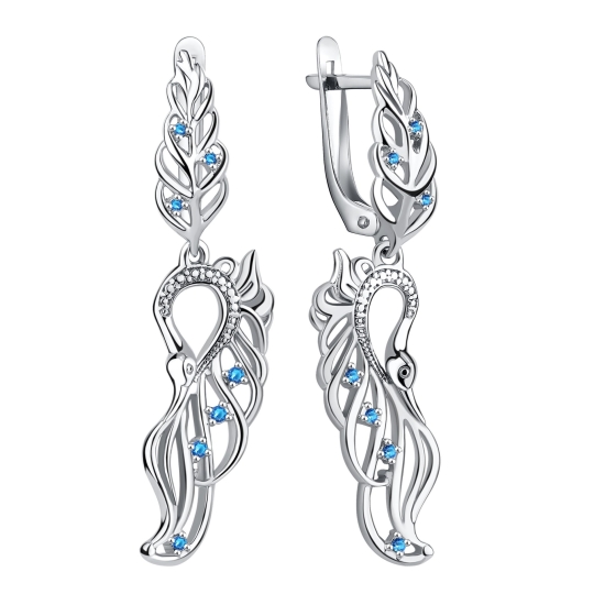 Серьги из серебра с фианитами