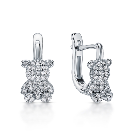 Серьги из серебра с фианитами