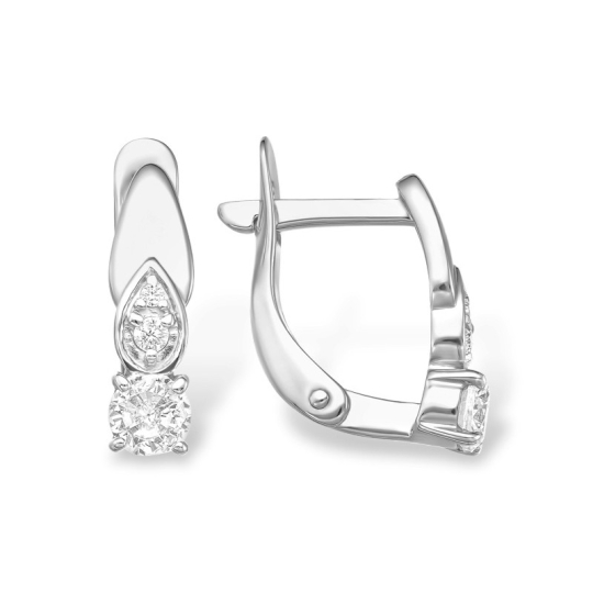Серьги из серебра с ювелирными кристаллами и фианитами
