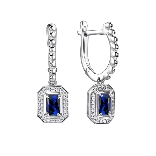 Серьги из серебра с фианитами