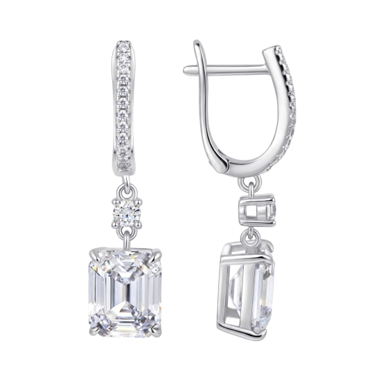 Серьги из серебра с фианитами