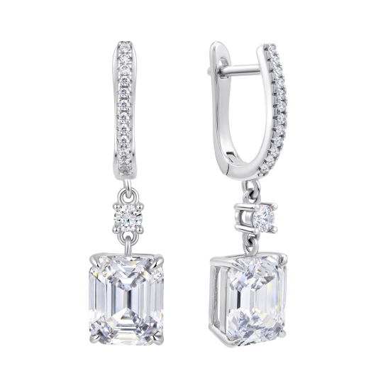 Серьги из серебра с фианитами