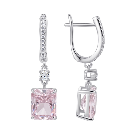 Серьги из серебра с фианитами