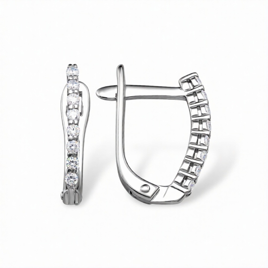 Серьги из серебра с фианитами