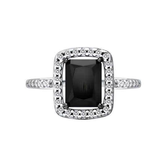 Серьги из серебра с агатами и фианитами