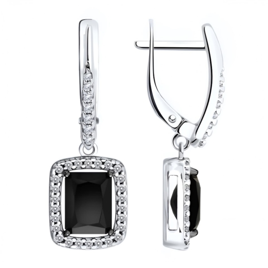 Серьги из серебра с ситаллами и фианитами