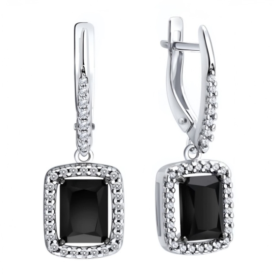 Серьги из серебра с ситаллами и фианитами