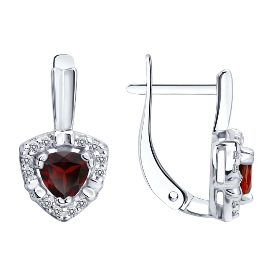 Серьги из серебра с топазами, аметистами и фианитами