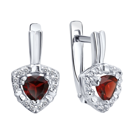 Серьги из серебра с топазами, аметистами и фианитами