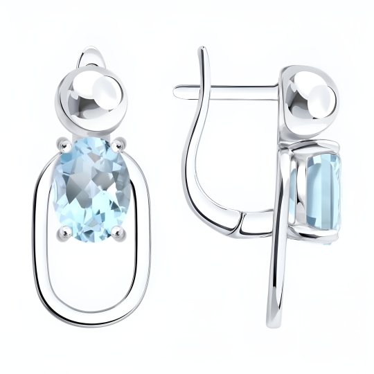 Серьги из серебра с кристальной тканью