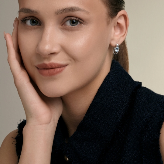 Серьги из серебра с кристальной тканью