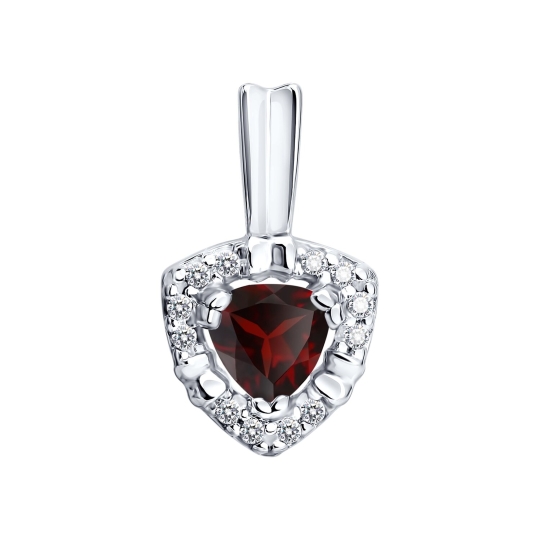 Серьги из серебра с гранатами и фианитами
