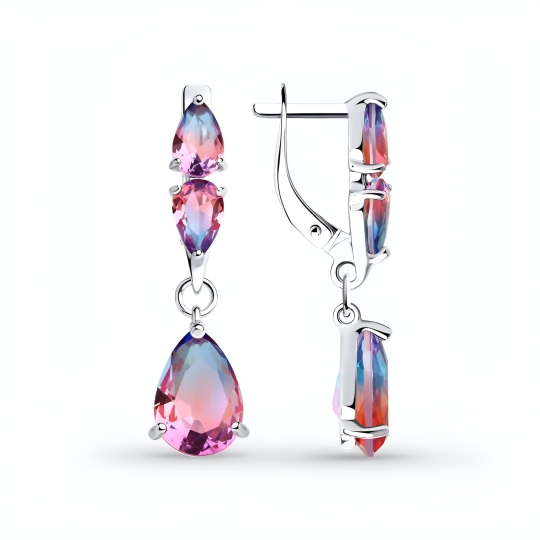 Серьги из серебра с горным хрусталем