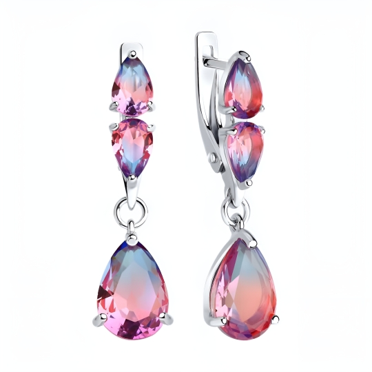 Серьги из серебра с горным хрусталем