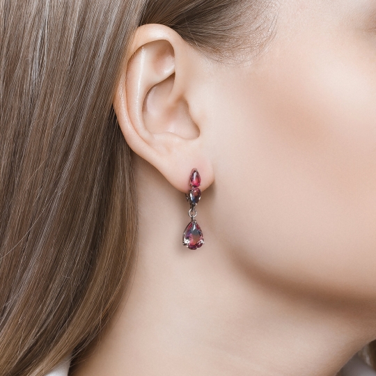 Серьги из серебра с горным хрусталем