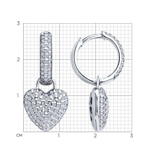 Серьги из серебра с фианитами