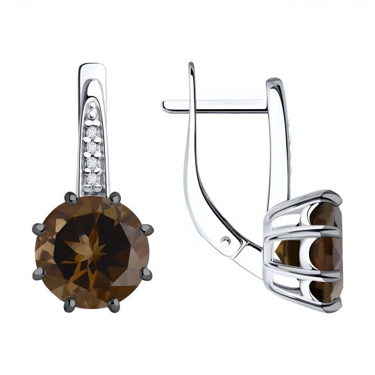 Серьги из серебра с фианитами