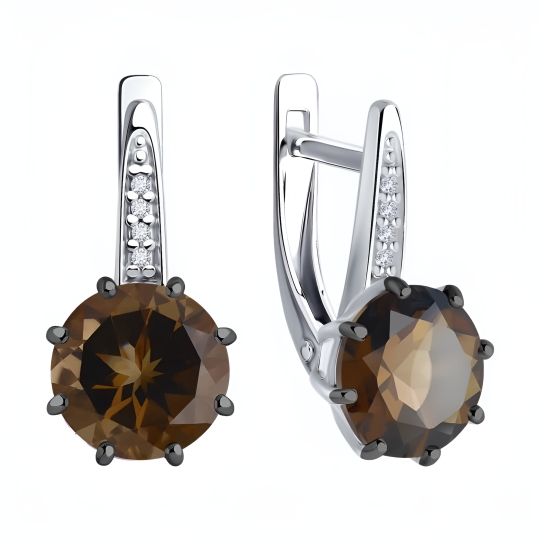 Серьги из серебра с фианитами