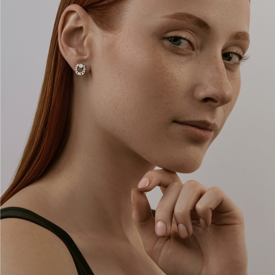 Серьги из серебра с аметистами и фианитами