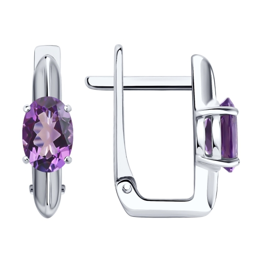 Серьги из серебра с аметистами и фианитами