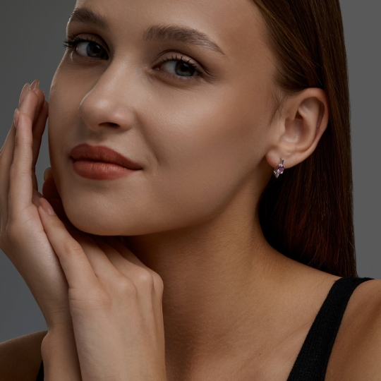 Серьги из серебра с аметистами и фианитами