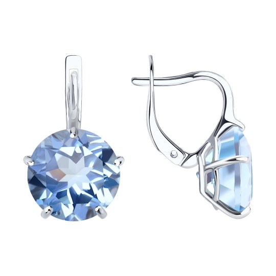Серьги из серебра с агатами, ювелирными кристаллами и фианитами