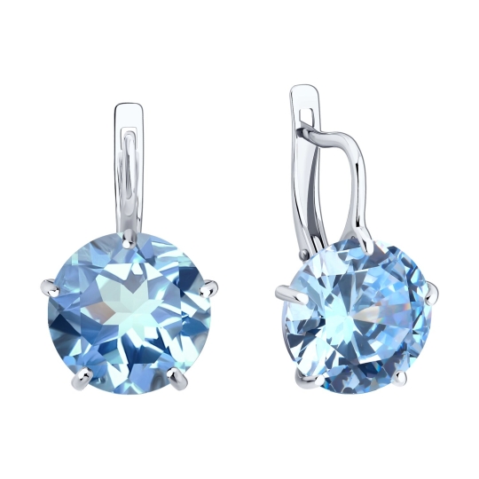 Серьги из серебра с агатами, ювелирными кристаллами и фианитами