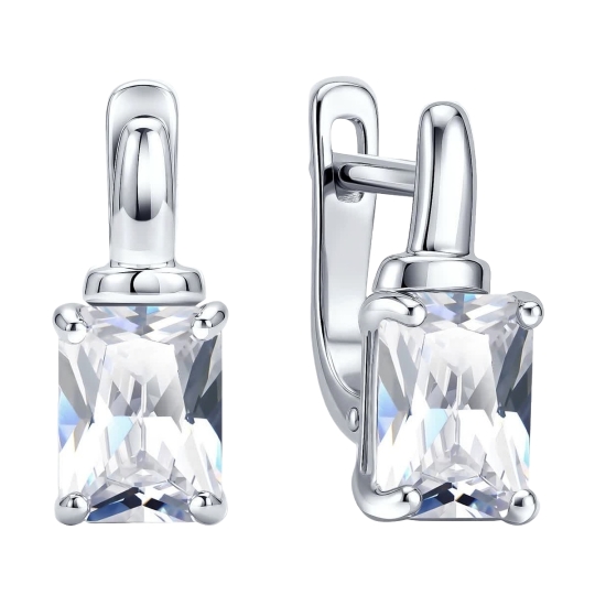 Серьги из серебра с фианитами
