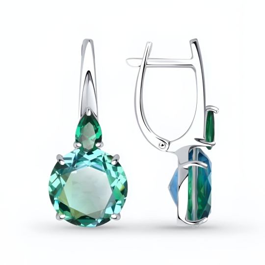 Серьги из серебра с фианитами 