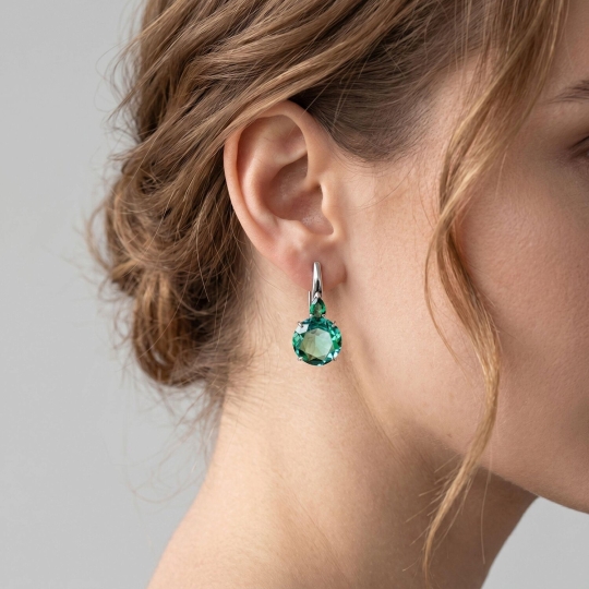 Серьги из серебра с фианитами 