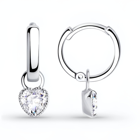 Серьги из серебра с фианитами