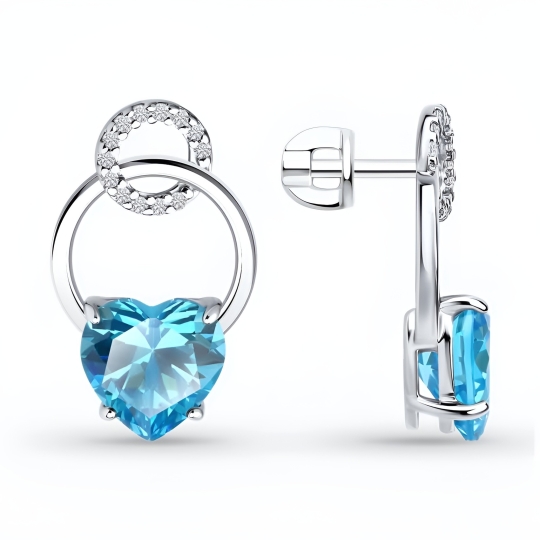 Серьги из серебра с фианитами