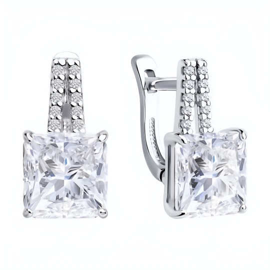 Серьги из серебра с фианитами