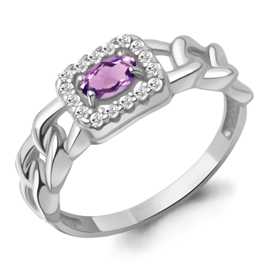 Серьги из серебра с аметистами и фианитами