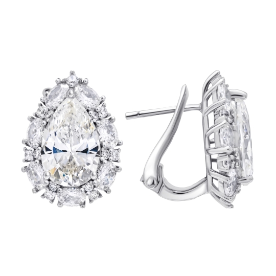 Серьги из серебра с фианитами