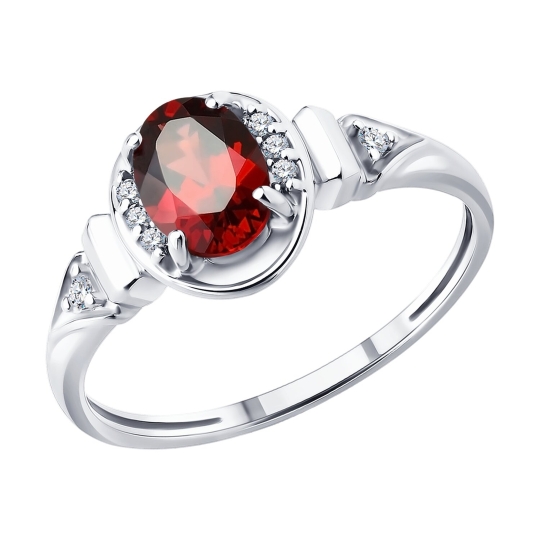 Серьги из серебра с гранатами и фианитами