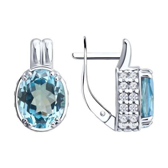 Серьги из серебра с фианитами