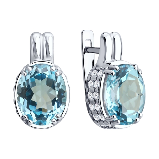 Серьги из серебра с фианитами
